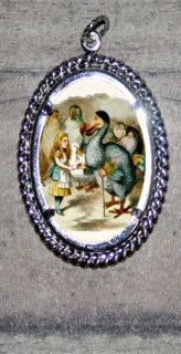 Wonderland Alice DODO BIRD Altered Art Oval Ornament Frame Pendant 4 