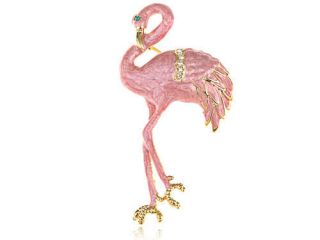   Pink Salmon Enamel Painted Flamingo Bird Fashion Costume Pin Brooch