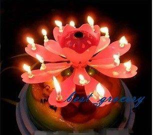 Double layer MUSICAL BIRTHDAY CANDLE Blossom Lotus FLOWER Party 