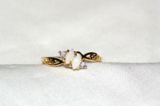 October Birthstone Ring~Genuine Opal~Gold Vermeil