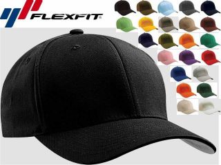  Wooly Combed Twill Fitted Baseball Blank Plain Hat Cap Flex Fit