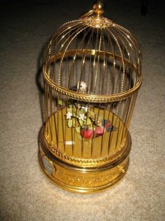 Reuge Singing Birds in Small Cage with Clock in Cage PERFECT CONDITION