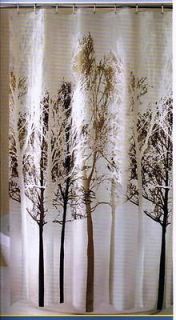   PEVA/VINYL SHOWER CURTAIN ~ BLACK   WHITE   GREY TREES SHOWER CURTAIN