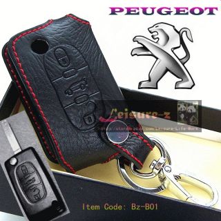 PEUGEOT Key Chain Case Leather Holder Cover Remote Peugeot 206 308 407 