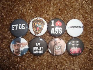 BIG SEAN Buttons Pins Badges Finally Famous FFOE Tyga Hoodie Shirt 