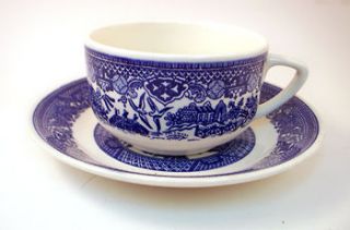 Cup & Saucer Blue Willow Ware Royal Ironstone China