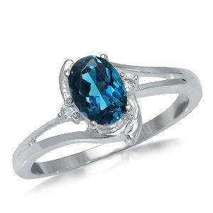 REAL London Blue & White Topaz 925 Sterling Silver Ring