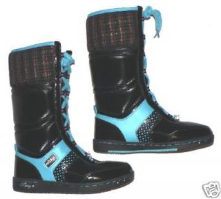Womens Pastry boots Glam Pie Black blueberry new