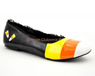 PLEASER Candy Corn Halloween Flats Womens Costume Shoes