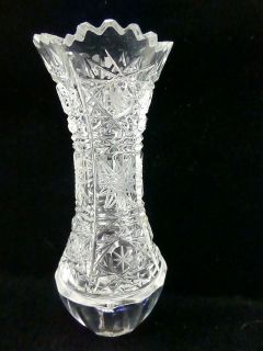 Vintage 500PK Czech Bohemia Hand Cut Lace Lead Crystal Flower Bud Vase 