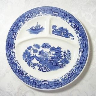 MCNICOL BLUE WILLOW RESTAURANT CHINA 3 PART DIVIDED PLATE