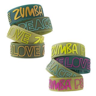   Set of 8 ZUMBA PLZ Peace Love Zumba Wide Rubber Bracelets Ships Fast