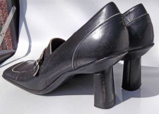 HUGO BOSS MADE IN ITALY 3 INCH HEEL BLACK LEATHER SHOES SIZE EURO 39