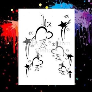 Hearts And Stars Design Airbrush Stencil,Templa​te