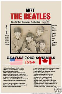 British Invasion The Beatles 1964 USA Tour Poster