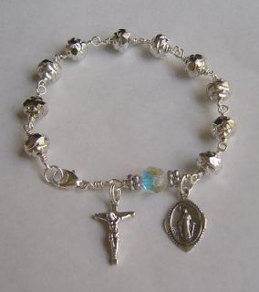 Sterling silver Czechs Silver ROSEBUD rosary bracelet