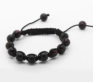Braiding Adjustable Shamballa Bracelets Pave 10mm Wood Beads