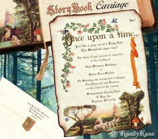 Storybook Scroll Wedding Invitations Carriage FairyTale