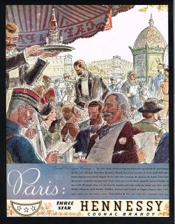 1934 Hennessy Cognac Brandy Paris France Outdoor Cafe Print Ad