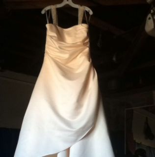 DAVIDS BRIDAL WEDDING DRESS GOLD + WHITE VEIL