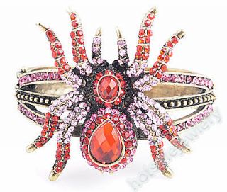  Crystal Spider Resin Beads Antique Glod(Silver) Plated Cuff Bracelet