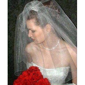   Glimmer Shimming Blusher Elbow Length Wedding Bridal Veil Satin Edge