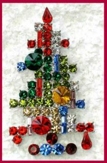 VINTAGE STYLE WEISS INSPIRED RHINESTONE CHRISTMAS CANDLE TREE SILVER 