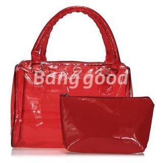   Sweet Women Jelly Clear Transparent Bucket Shoulder Handbag PVC 2 Bags