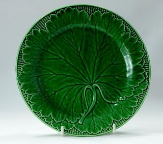 19thC Wedgwood Green Majolica Cabbage Leaf Dessert Plate