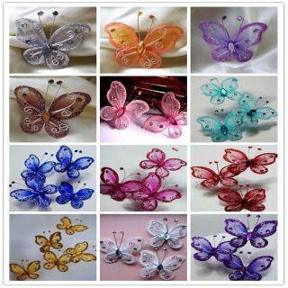   Handmade Stocking Butterfly Wedding Decorations 5cm 