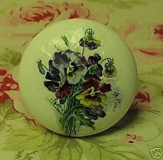 PANSY PANSIES knob pull cabinet drawer door shabby