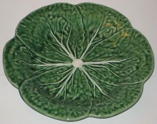 Green CABBAGE LEAF Vintage BORDALLO PINHEIRO Pottery 9 1/4 W LUNCHEON 