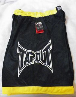 Mens Tapout Black & Yellow M Shorts Fighting MMA Workout Training UFC 