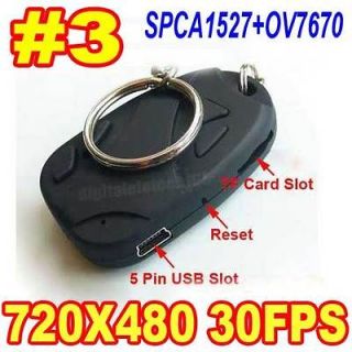 808 #3 Spy Car Key Camera DVR Covert Video Spy Cam DVR Sunplus 720*480 