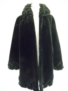   Faux Mouton Fur Luxurious Black 20s Swing Coat Sz XL Light Weight