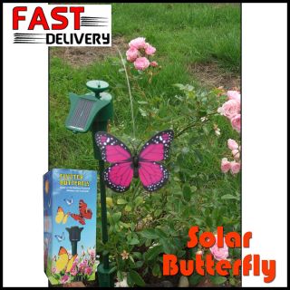 New Pink Solar & Battery Powered Fluttering Butterfly