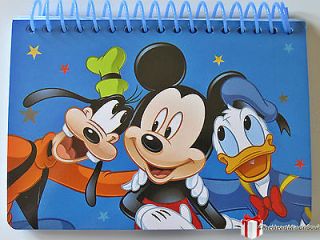 Disney Mickey Mouse Donald Goofy Blue Spiral Autograph Book   New Mv6