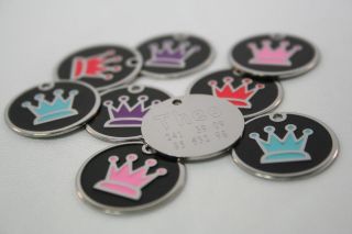 Small Crown Stainless Steel Pet ID Tag Custom Engraved Dog Cat 7/8 