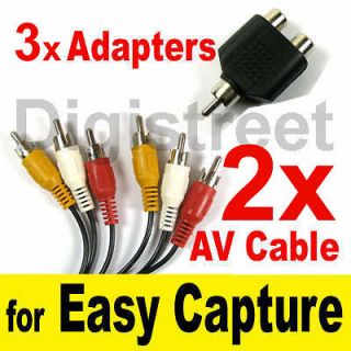2x AV Lead Cable RCA Splitter Connector Dazzle DVC100 Capture Card to 