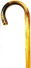 Carved Crook handle, Flame scorch​ed Wood Walking Cane