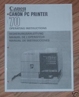 CANON PC70 MICROFICHE VIEWER/ PRINTER OWNERS MANUAL