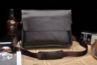 Mens POLO composite Leather Messenger Briefcase Satchel shoulder 