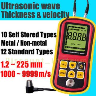 Digital Ultrasonic Thickness Meter Tester Gauge Velocity 1.2~225mm 