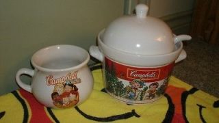 Campbell Soup Tureen with Lid and Soup Ladel and Bowl Westwood 