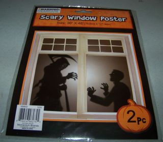 HALLOWEEN Prop Decor SCARY Window COVER Poster REAPER w/ VICTIM ~ 2 
