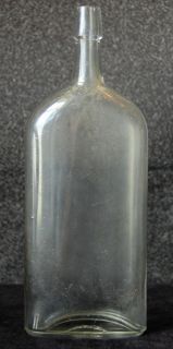 VINTAGE GLASS ANTIQUE WHISKEY SPIRITS DECANTER FLASK CORK GLASS 