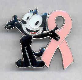 FELIX THE CAT Pink Breast Cancer Ribbon PIN