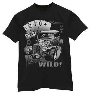 Deuces Wild playing card cards gambling vintage auto car dice tee 