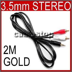  iPod Plug to 2 RCA Phono Speaker Cable 2M GOLD UK