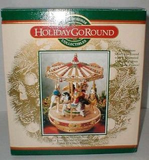 Mr. Christmas Holiday Go Round Carousel 50 Songs Moving Horses W/ Box